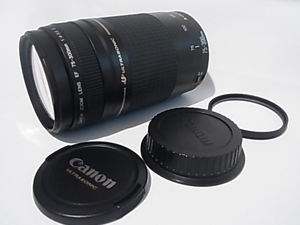 Canon EF 75-300mm f/4-5.6 II ズームレンズ 望遠 キャノン　EFレンズ　両キャップ　フィルター　ケース付き