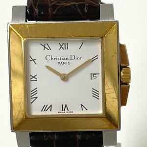 [ бесплатная доставка ]Christian Dior Christian * Dior наручные часы кварц ремень неоригинальный D71-200 б/у [Ae472594]