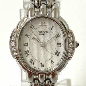 【送料無料】SEIKO セイコー 腕時計 CREDOR クレドール ベゼルダイヤ クオーツ 18KT/SS 2J81-5010 美品・中古【Ae472592】