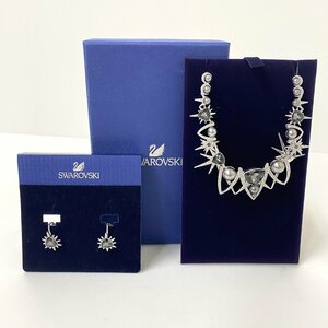 [ free shipping ]SWAROVSKI Swarovski necklace earrings rhinestone super-beauty goods * used [Ae472598]