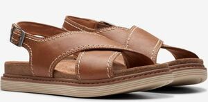 送料無料 Clarks 25cm ストラップ コンフォート サンダル ブラウン レザー ストラップ ローファー パンプス スニーカー RRR132