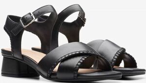  бесплатная доставка Clarks 25.5cm квадратное сандалии черный туфли-лодочки кожа формальный каблук ремешок Loafer спортивные туфли RRR135