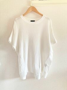 レディース　半袖　切り替え　ニットTシャツ　F