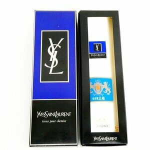 未使用　YVES SAINT LAURENT イブサンローラン　ワイシャツ生地　仕立て生地　刺繍ブランドロゴ・ストライプ　綿80％　ポリ20％〈O1629〉C3