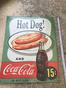 Hot Dog! coca cola コカ・コーラ 　　ブリキの看板　　壁掛け