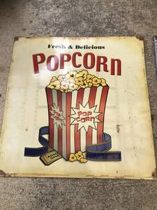 POPCORN　 ブリキの看板　　壁掛け