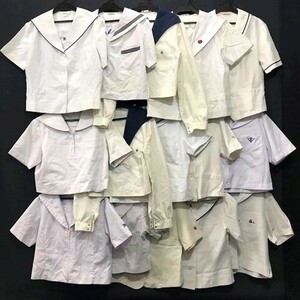 ma_0583y 大量15枚組! 大村高校 大津高校 等 関西・九州方面 指定セーラー服 中学 高校 校章 半袖 長袖 中間服 私立 セット まとめ　中箱