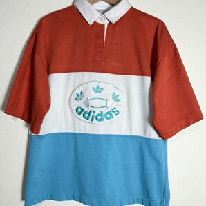 80s adidas vintage s/s rugger shirt ヴィンテージ アディダス 半袖ラガーシャツ 古着 レアの画像1