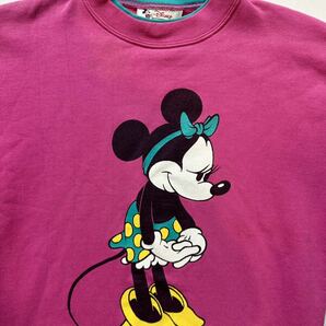 90s vintage Disney Minnie Mouse sweatshirt ヴィンテージ ディズニー ミニーマウス スウェット 七部袖 古着 USA製 ミッキー の画像4