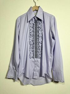 70s vintage after Six ruffle shirt ヴィンテージ アフターシックス フリルシャツ ドレスシャツ 長袖シャツ 古着 薄紫 