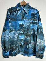 70s vintage Gino Rossi long sleeve shirt ヴィンテージ ジノロッシ 総柄 ポリシャツ ディスコシャツ 希少_画像1
