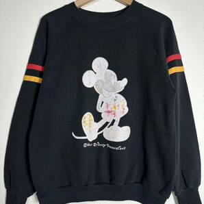 80s vintage Disney MICKEY MOUSE sweatshirt ヴィンテージ ディズニー ミッキーマウススウェット 古着 USA製 フロッキープリント ゾンビ化の画像1