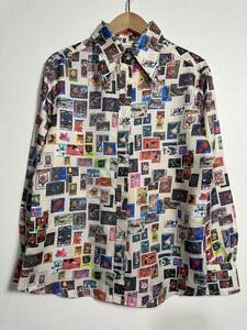 70s vintage CATALINA long sleeve shirt ヴィンテージ カタリナ 総柄 ポリシャツ ディスコシャツ 古着 切手 希少