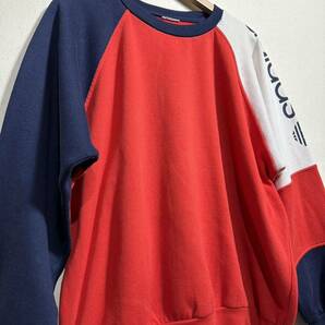 80s adidas vintage Sweatshirt ヴィンテージ アディダス スウェット 古着 ネイビーxレッドxホワイトの画像3