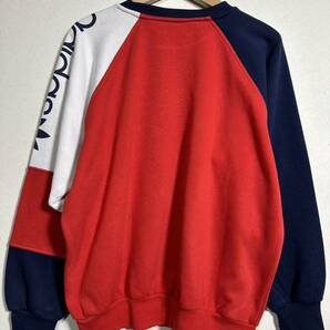 80s adidas vintage Sweatshirt ヴィンテージ アディダス スウェット 古着 ネイビーxレッドxホワイトの画像2
