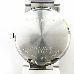 稼働品 BVLGARI ブルガリブルガリ BB38SS AUTO 自動巻き メンズ腕時計 AT デイト SS 黒文字盤 シルバー 現状品 の画像4