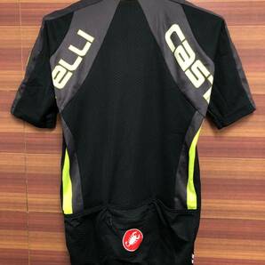 HT183 カステリ castelli 半袖 サイクルジャージ 黒黄 M ほつれありの画像2