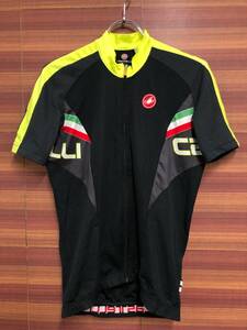 HT183 カステリ castelli 半袖 サイクルジャージ 黒黄 M ほつれあり