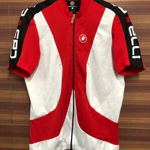 HT182 カステリ castelli 半袖 サイクルジャージ 白赤 M ほつれありの画像1