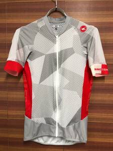 HS775 カステリ CASTELLI 半袖サイクルジャージ シルバー/レッド S