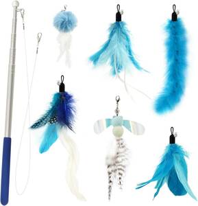 SONGWY cat toy ...... feather insect soft blue group feather strong fishing rod attaching 