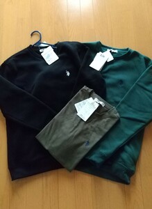 US.POLO.ASSN　メンズトレーナー　L　ブラック　グリーン　2枚　Tシャッツ　LL　カーキ　1枚　セット　ポロ　タグ付き