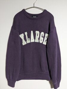 ■大人気 エクストララージ CREWNECK KNIT/コットンニット メンズ Sサイズ パープル系 希少 レア 古着