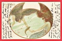 18-05 絵葉書 はがき 明治36年 戦前 1903年 ラファエル・キルヒナー 人魚 美人 Raphael Kirchner Legendes Mermaids アール・ヌーヴォー_画像1