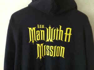 MAN WITH A MISSION ジップアップフードパーカー B.O.W ネイビー【S】マンウィズ used