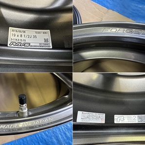 RAYS レイズ TE037 6061 FORGED 19インチ鍛造アルミホイール 8.5Jx19 軽量アルミホイール 4本セットの画像9