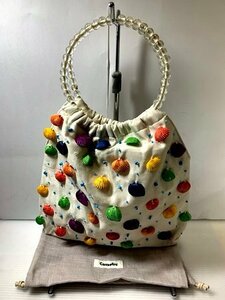 美品　キャセリーニ 　Casselini 　ハンドバッグ　貝殻　ビーズ付き　カラフル　トート