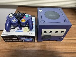 【ゲーム読み込み.動作OK/すぐ遊べるセット・当日発送】Nintendo/任天堂　GAMECUBE/ゲームキューブ本体一式　バイオレット　DOL-001