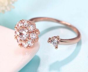  new goods * free shipping 9 ream CZ diamond ring lady's accessory pink gold Cubic Zirconia free size jewelry 