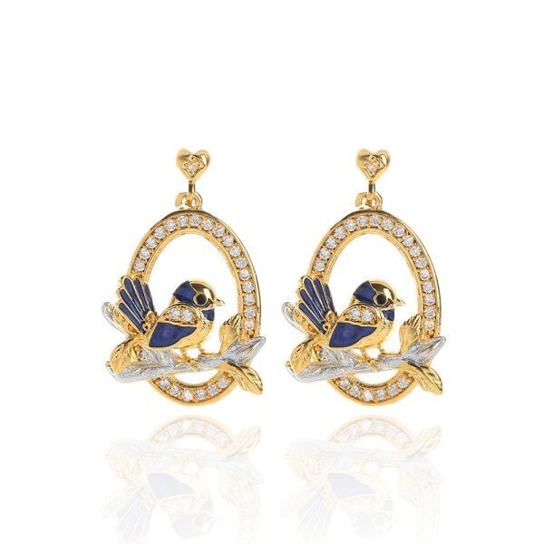 残り1点★新品★送料無料 青い鳥ピアス レディース シルバー925刻印 ゴールド アクセサリー ジルコニア CZダイヤモンド イヤリング化可