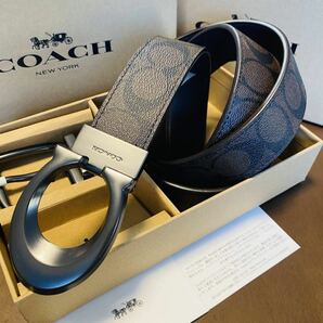 COACHコーチ新品正規品リバーシブルレザーベルト回転バックル2個の画像1