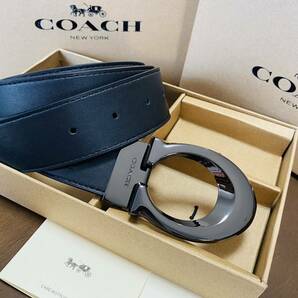 COACHコーチ新品正規品リバーシブルレザーベルト回転バックルの画像3