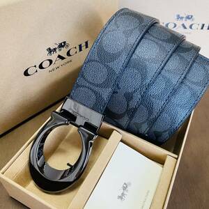 COACH Coach new goods regular goods reversible leather belt rotation buckle 
