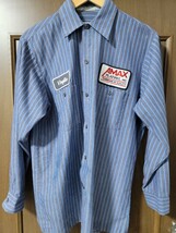 REED USA 長袖 ワークシャツ 古着 M ヴィンテージ ビンテージ ストライプ WORKWEAR シャツ トップス カジュアル アメカジ 激安 ワッペン_画像1