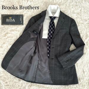 Brooks Brothers ブルックスブラザーズ イタリア製生地 REDA レダ 細身 チェック 格子 テーラードジャケット Milano グレー 36 S相当