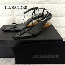 JIL SANDER ジルサンダー クリアウェッジサンダル ストラップ ブラック 黒 38_画像1