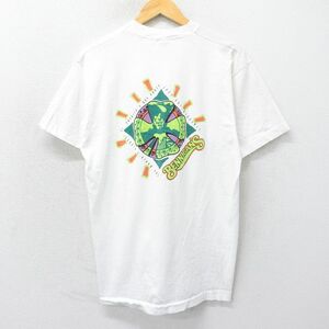 L/古着 フルーツオブザルーム 半袖 ビンテージ Tシャツ メンズ 90s BENNIGANS コットン クルーネック 白 ホワイト 24mar30 中古