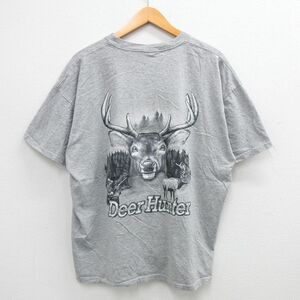 XL/古着 ジャージーズ 半袖 ビンテージ Tシャツ メンズ 00s シカ ハンター 大きいサイズ クルーネック グレー 霜降り 24mar30 中古