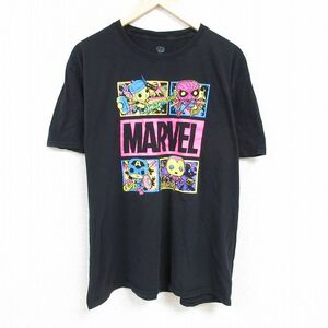 XL/古着 半袖 Tシャツ メンズ POP マーベル マイティーソー キャプテンアメリカ 大きいサイズ コットン クルーネック 黒 ブラック 24mar30