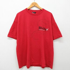 XL/古着 半袖 ビンテージ Tシャツ メンズ 00s Shady 大きいサイズ コットン クルーネック 赤 レッド 24apr01 中古
