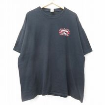 XL/古着 半袖 Tシャツ メンズ バイク AMERICADE 大きいサイズ コットン クルーネック 黒 ブラック 24apr01 中古_画像2