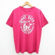 L/古着 ヘインズ 半袖 ビンテージ Tシャツ メンズ 90s ヤギ テネシー クルーネック ピンク 24apr01 中古_画像1