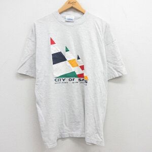 XL/古着 半袖 ビンテージ Tシャツ メンズ 90s CITY ニュージーランド コットン クルーネック 薄グレー 霜降り 24apr02 中古