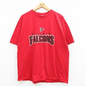 XL/古着 半袖 ビンテージ Tシャツ メンズ 00s NFL アトランタファルコンズ 大きいサイズ コットン クルーネック 赤 レッド アメフト スーパ