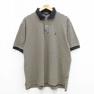 XL/古着 ノーティカ 半袖 ブランド ポロ シャツ メンズ ワンポイントロゴ 大きいサイズ 鹿の子 ベージュ他 カーキ ボーダー 24apr02 中古