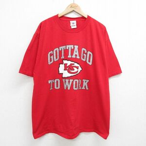 XL/古着 半袖 ビンテージ Tシャツ メンズ 00s NFL カンザスシティチーフス 大きいサイズ コットン クルーネック 赤 レッド アメフト スーパ